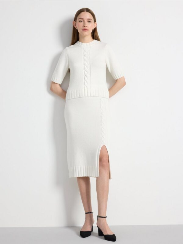 Knitted short-sleeved jumper - 3003285-7488