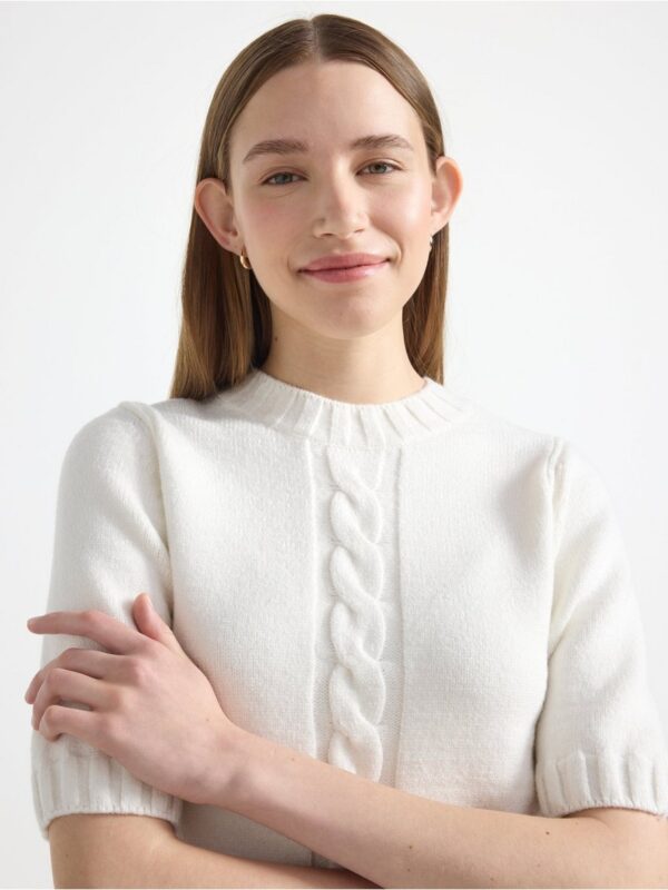 Knitted short-sleeved jumper - 3003285-7488