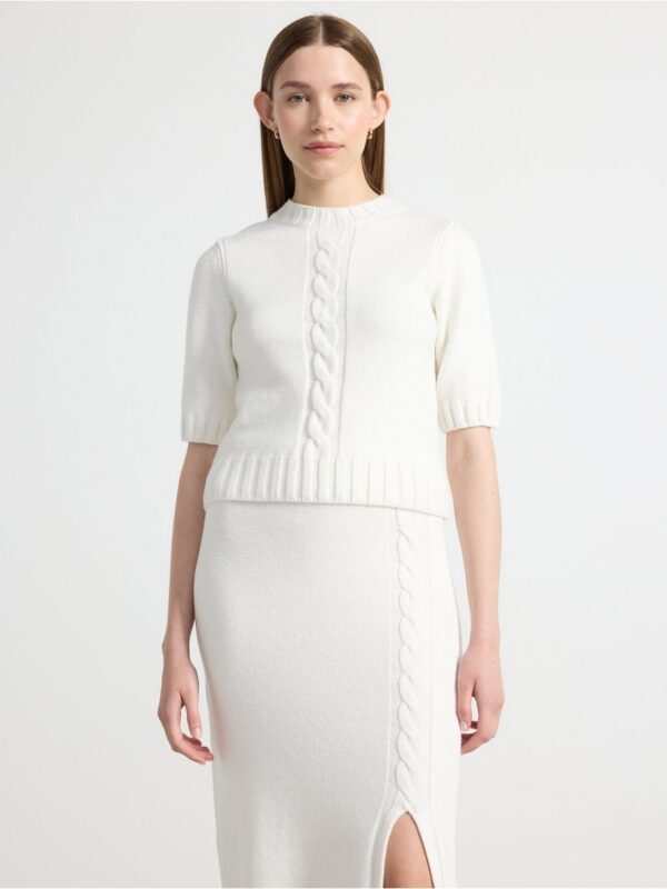 Knitted short-sleeved jumper - 3003285-7488