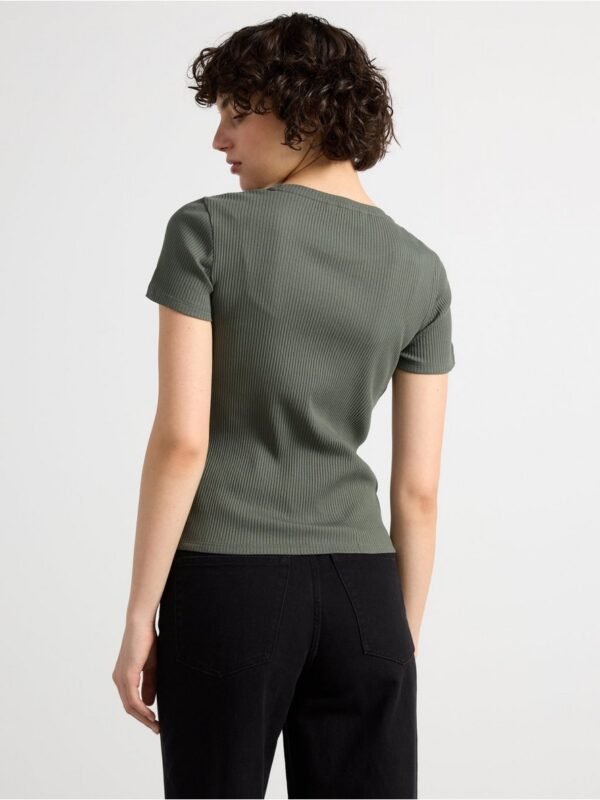 Ribbed short sleeve top - 8555247-7431
