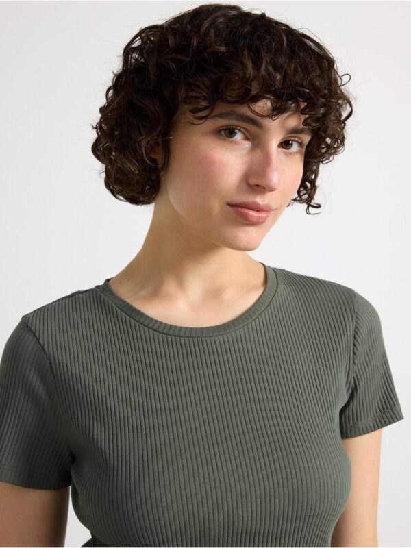 Ribbed short sleeve top - 8555247-7431