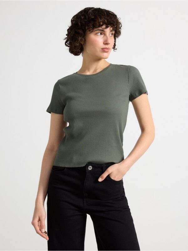 Ribbed short sleeve top - 8555247-7431