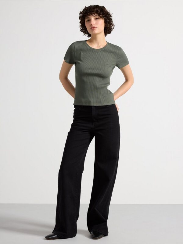 Ribbed short sleeve top - 8555247-7431