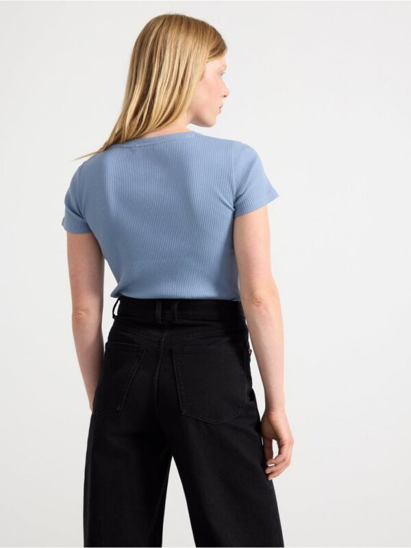 Ribbed short sleeve top - 8555247-8001