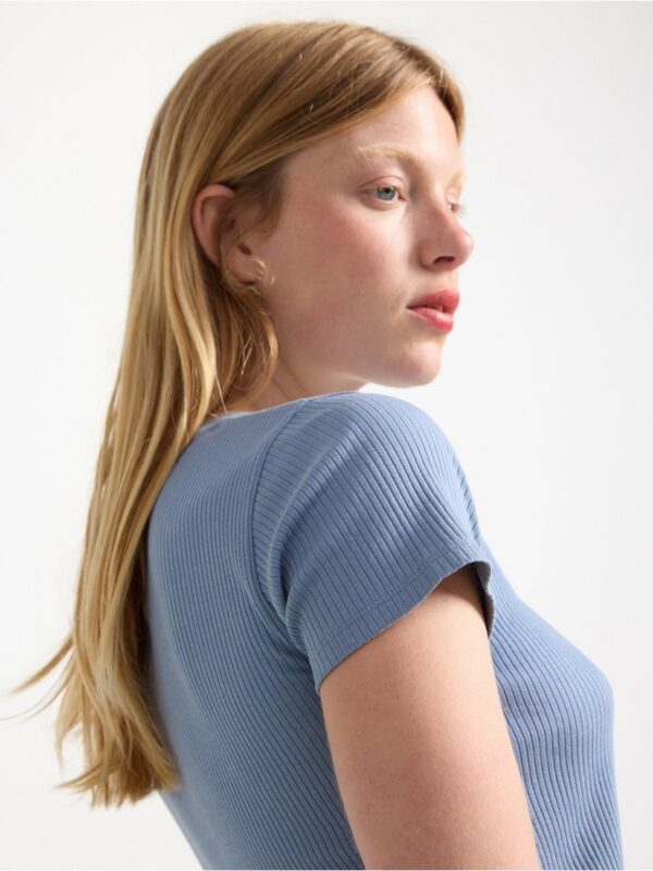 Ribbed short sleeve top - 8555247-8001