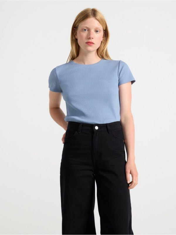 Ribbed short sleeve top - 8555247-8001