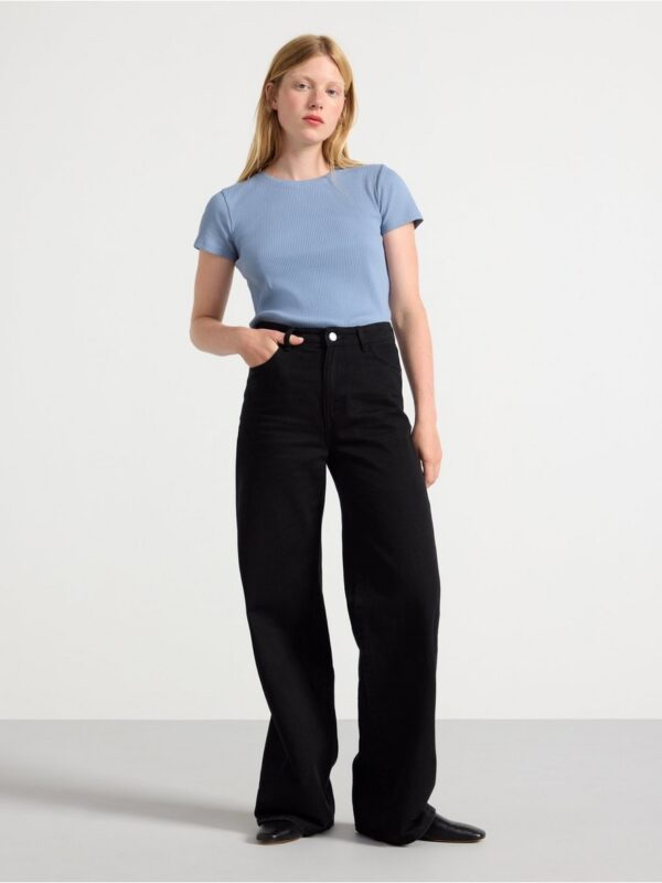 Ribbed short sleeve top - 8555247-8001