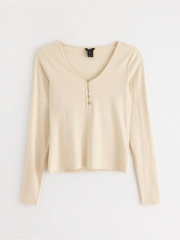 Ribbed long sleeved top - 3001310-1230