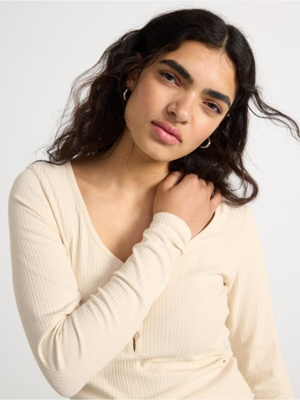 Ribbed long sleeved top - 3001310-1230