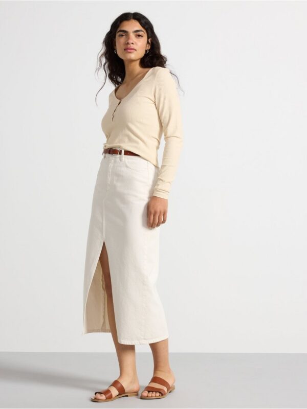Ribbed long sleeved top - 3001310-1230