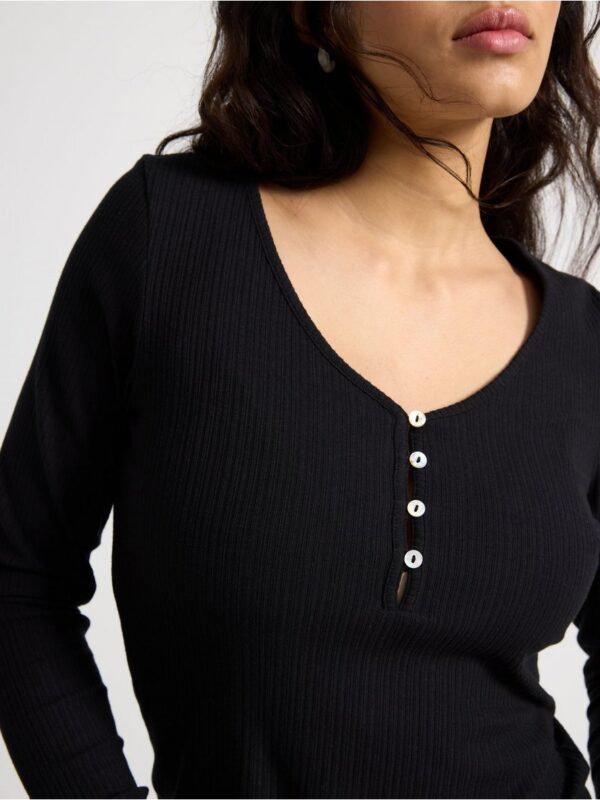 Ribbed long sleeved top - 3001310-80