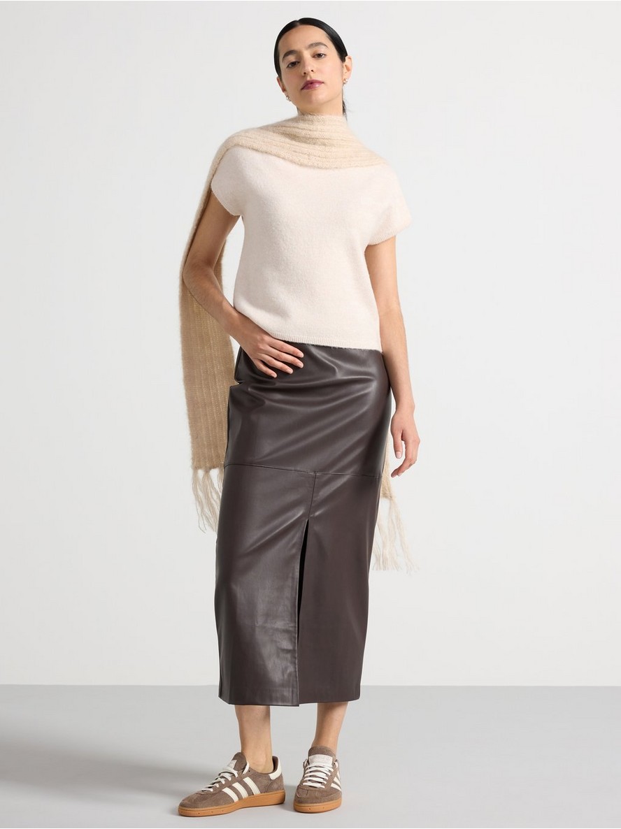 Suknja – Midi skirt in imitation leather