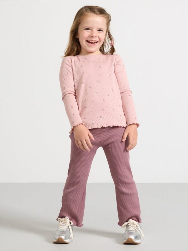 Pointelle knitted long sleeved top - 3001964-7351
