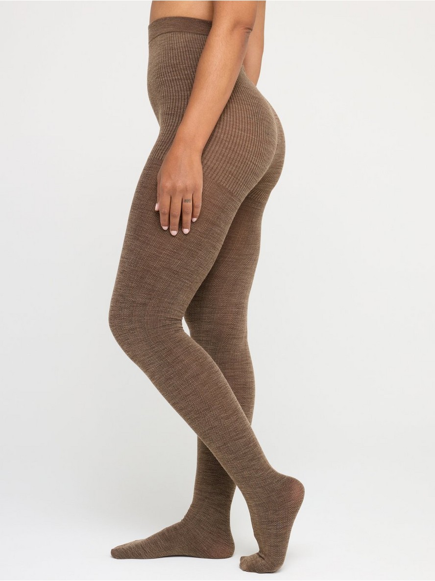 Hulahopke – Herringbone patterned tights in wool blend