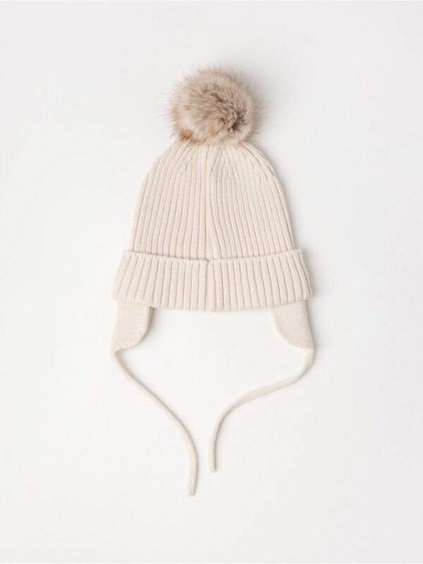 Knitted beanie with pom pom - 3002137-1230