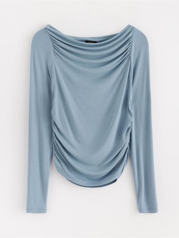 Long-sleeved top with gatherings - 3003867-8001