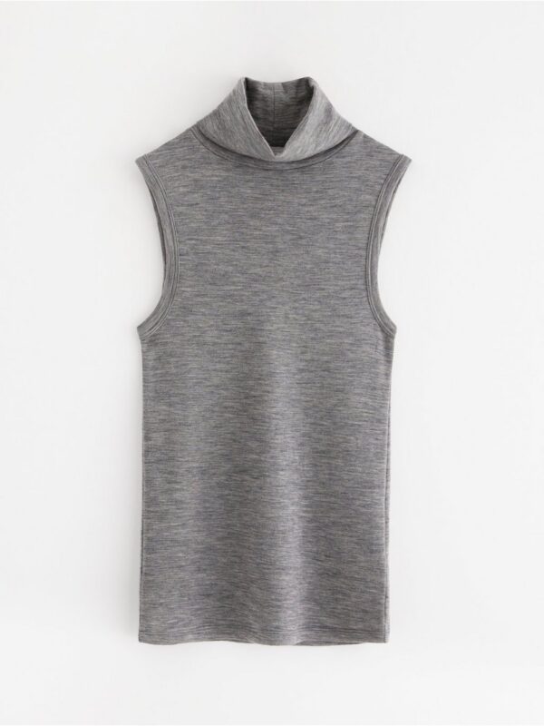 Sleeveless turtleneck top in wool - 3001588-145