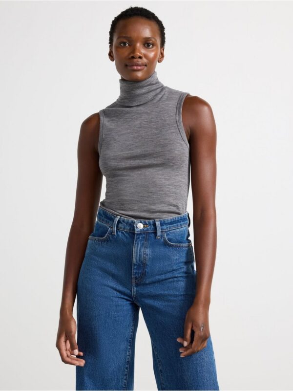 Sleeveless turtleneck top in wool - 3001588-145
