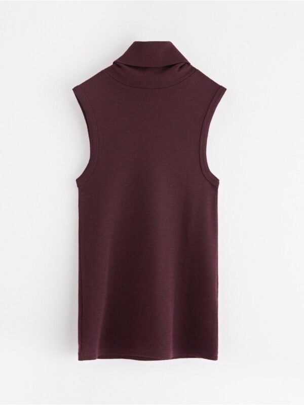 Sleeveless turtleneck top in wool - 3001588-8596