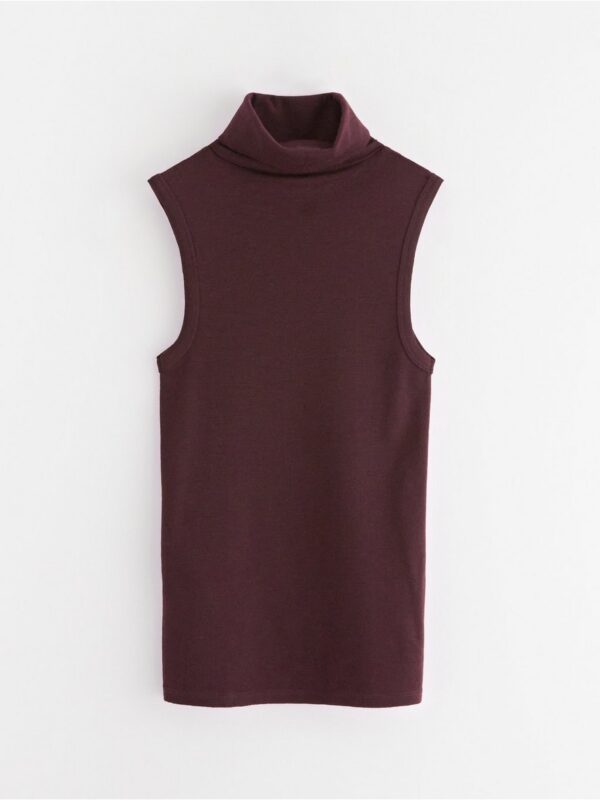 Sleeveless turtleneck top in wool - 3001588-8596