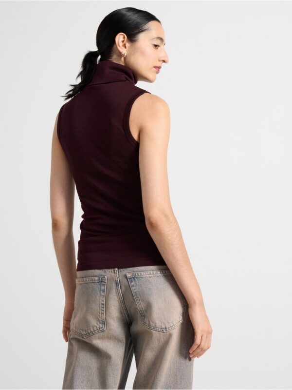 Sleeveless turtleneck top in wool - 3001588-8596