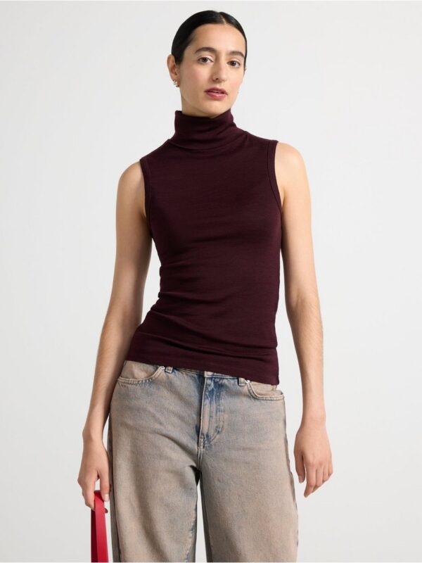 Sleeveless turtleneck top in wool - 3001588-8596