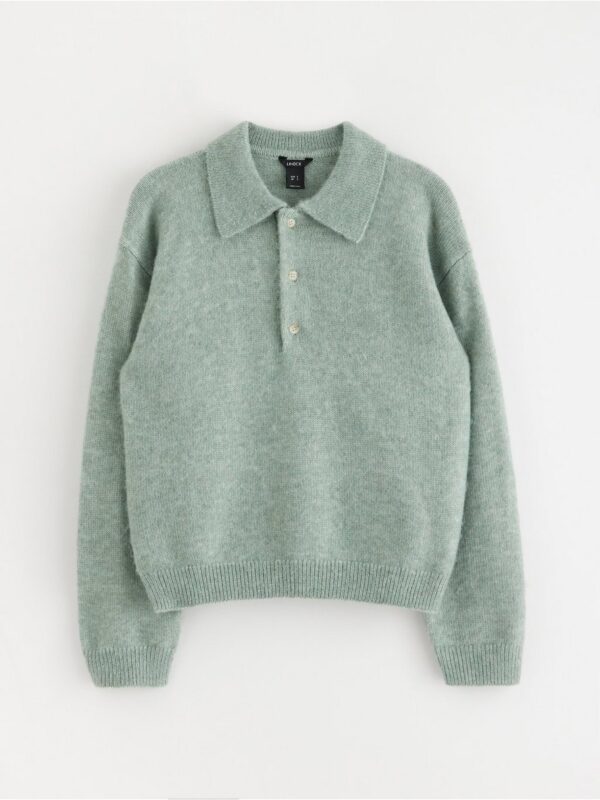 Knitted jumper with collar - 3001760-3564