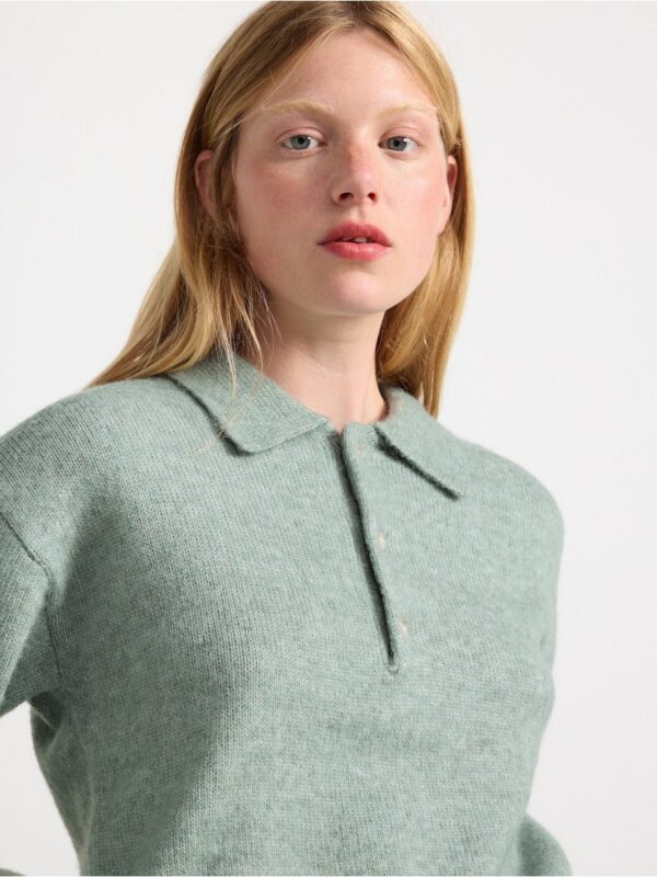 Knitted jumper with collar - 3001760-3564