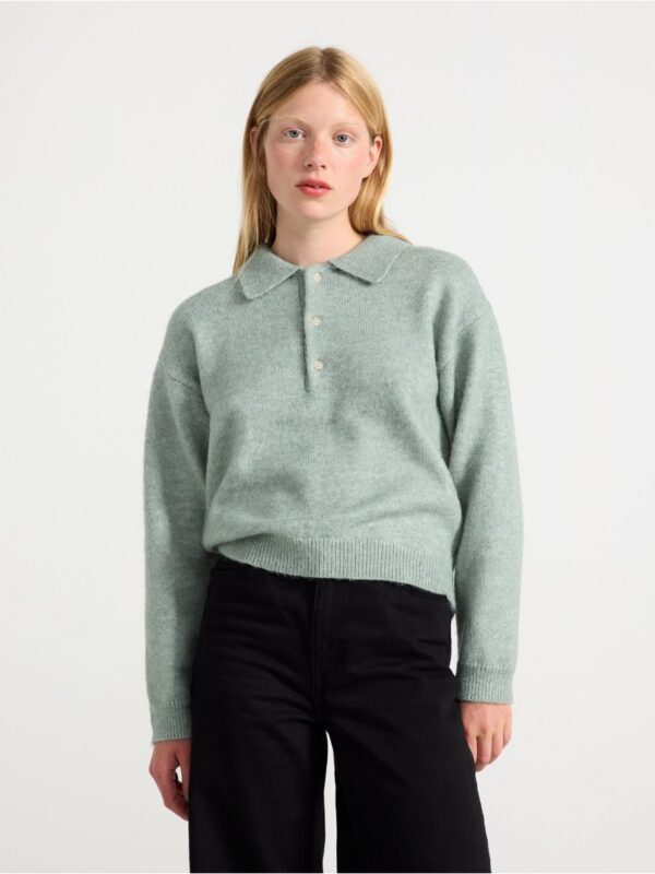 Knitted jumper with collar - 3001760-3564