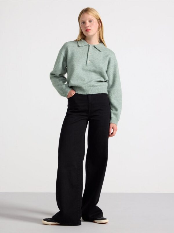Knitted jumper with collar - 3001760-3564