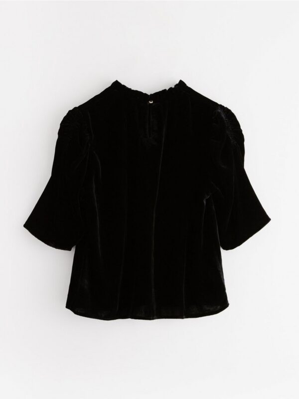 Short-sleeved blouse in velvet - 3003206-80