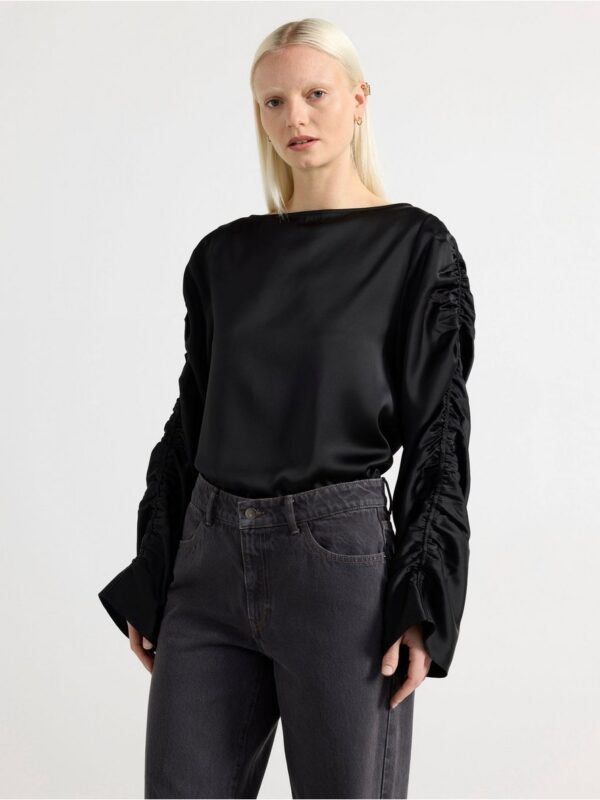 Blouse with ruched sleeves - 3003307-80