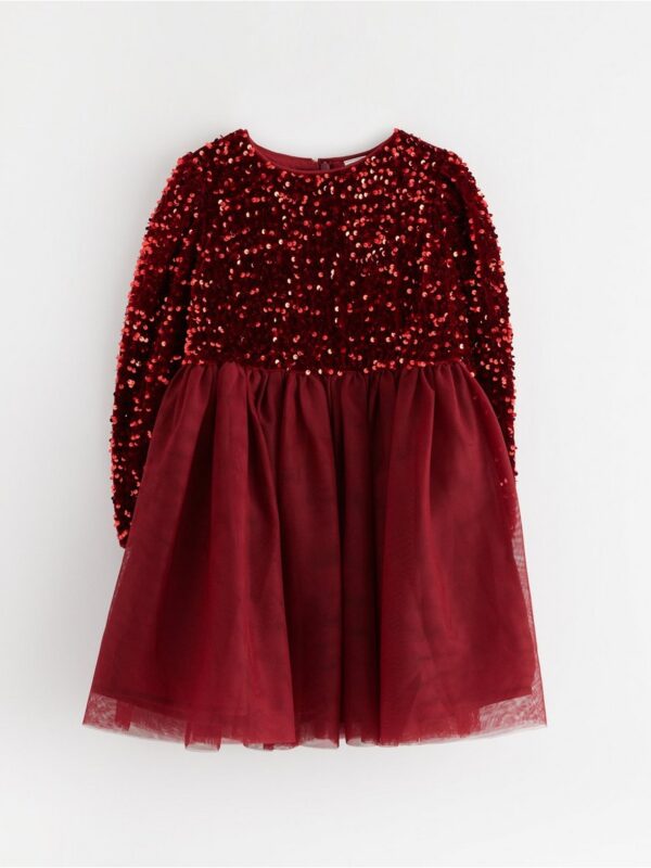 Long-sleeved dress with sequins - 3003429-4476
