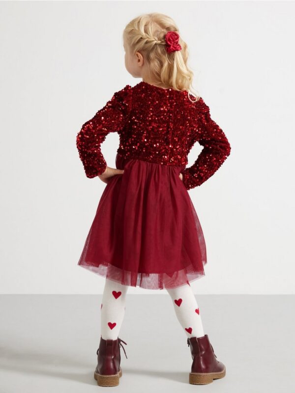 Long-sleeved dress with sequins - 3003429-4476