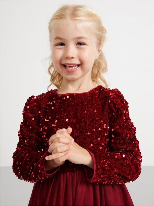 Long-sleeved dress with sequins - 3003429-4476