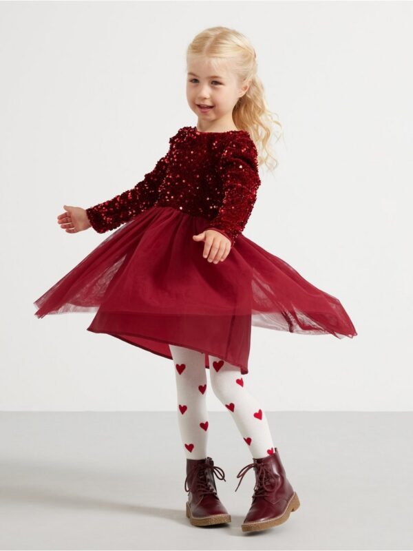 Long-sleeved dress with sequins - 3003429-4476