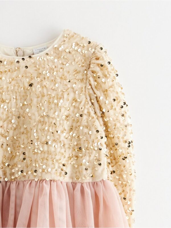 Long-sleeved dress with sequins - 3003429-6928