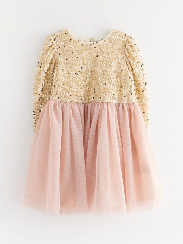 Long-sleeved dress with sequins - 3003429-6928