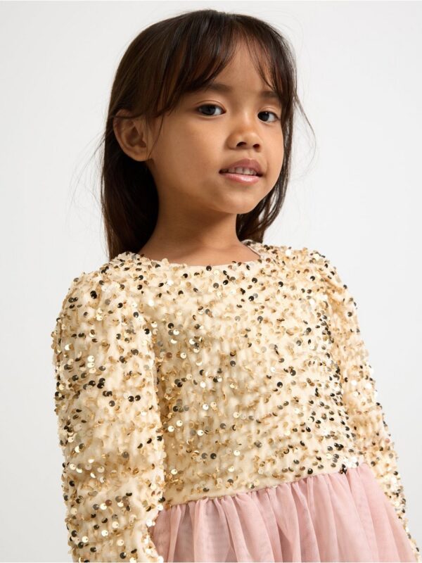 Long-sleeved dress with sequins - 3003429-6928