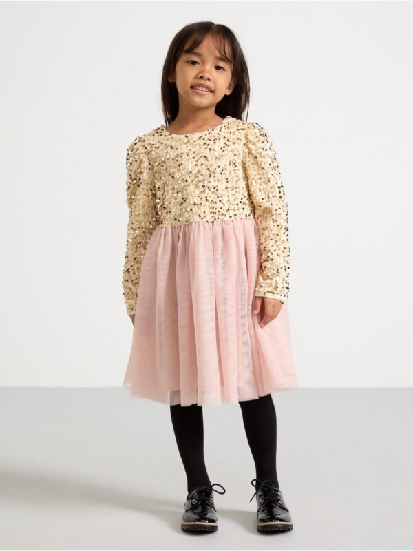 Long-sleeved dress with sequins - 3003429-6928