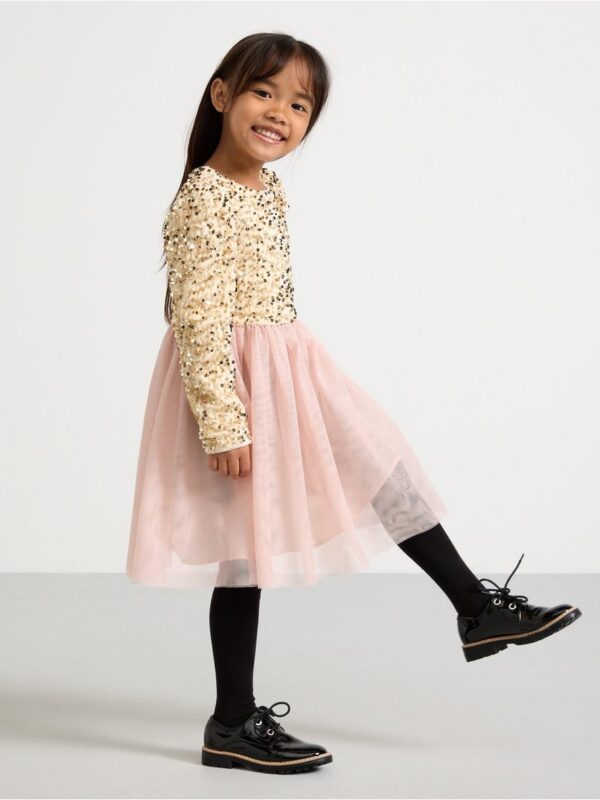 Long-sleeved dress with sequins - 3003429-6928