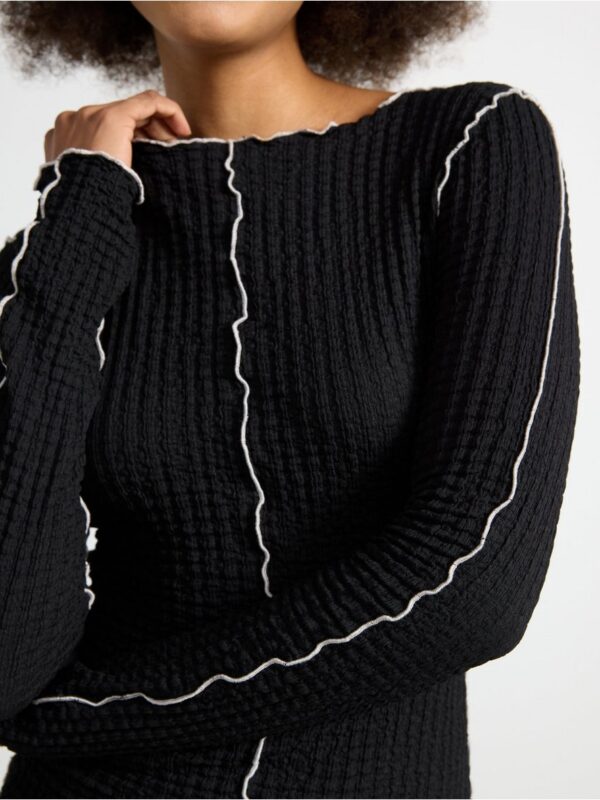 Crinkled long-sleeved top - 3005386-80