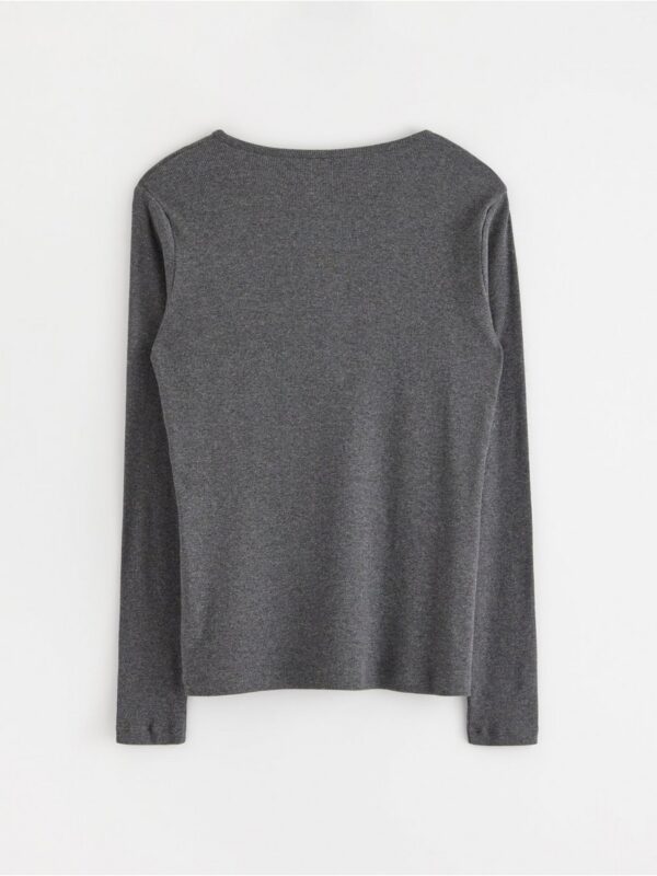 Ribbed long sleeve pyjama top - 8398144-7945