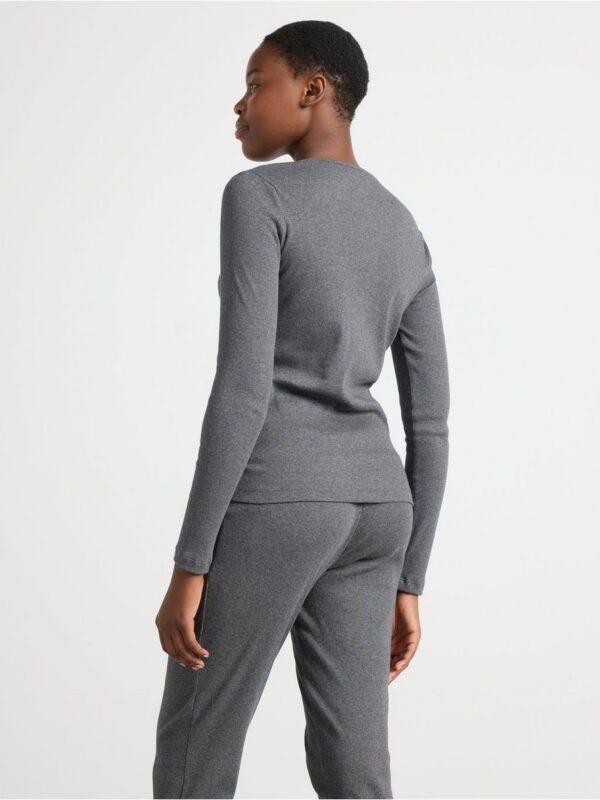 Ribbed long sleeve pyjama top - 8398144-7945