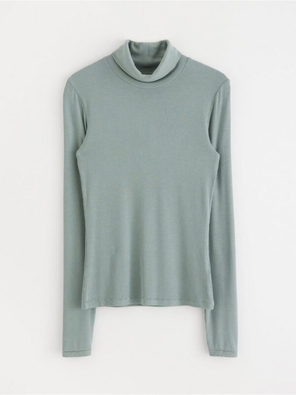 Ribbed long-sleeved top with turtleneck - 3001168-3564