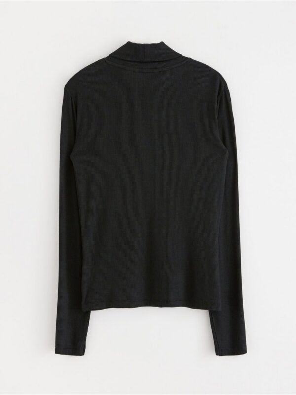 Ribbed long-sleeved top with turtleneck - 3001168-80