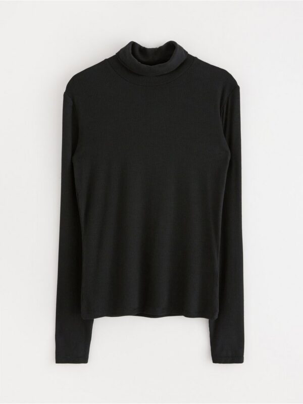 Ribbed long-sleeved top with turtleneck - 3001168-80