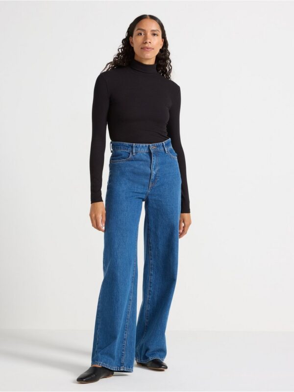 Ribbed long-sleeved top with turtleneck - 3001168-80