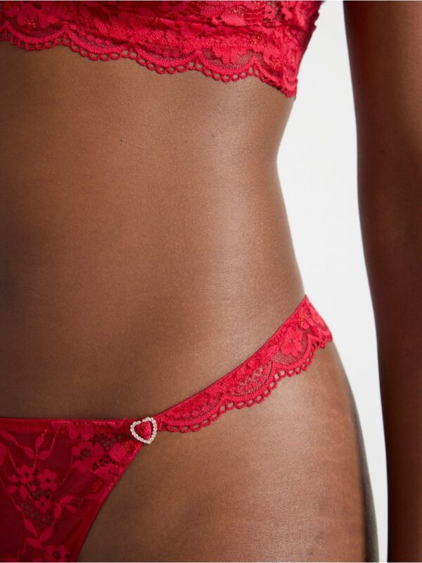 Thong in lace with low waist - 3003384-7909
