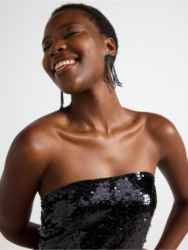 Bandeau dress with sequins - 3003585-80